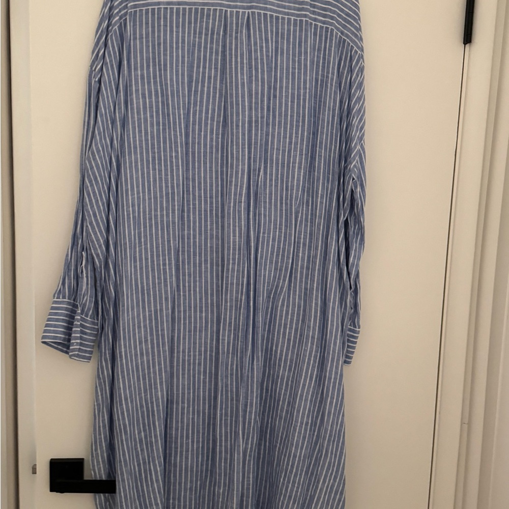 Zara Blue Striped Casual Button Down Dress - Picture 4 of 4